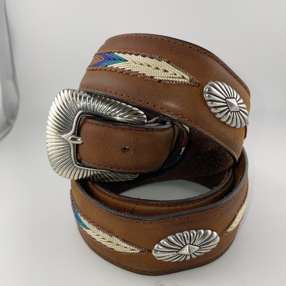 Tony Lama Other - Tony Lama Mens The Duke Center Applique Brown Western Belt 40​​​​​​​​​​​​